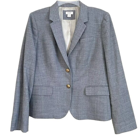 J. Crew Gray Schoolboy Blazer Jacket 8 Gold Buttons Wool Blend Office Old Money - Picture 2 of 12